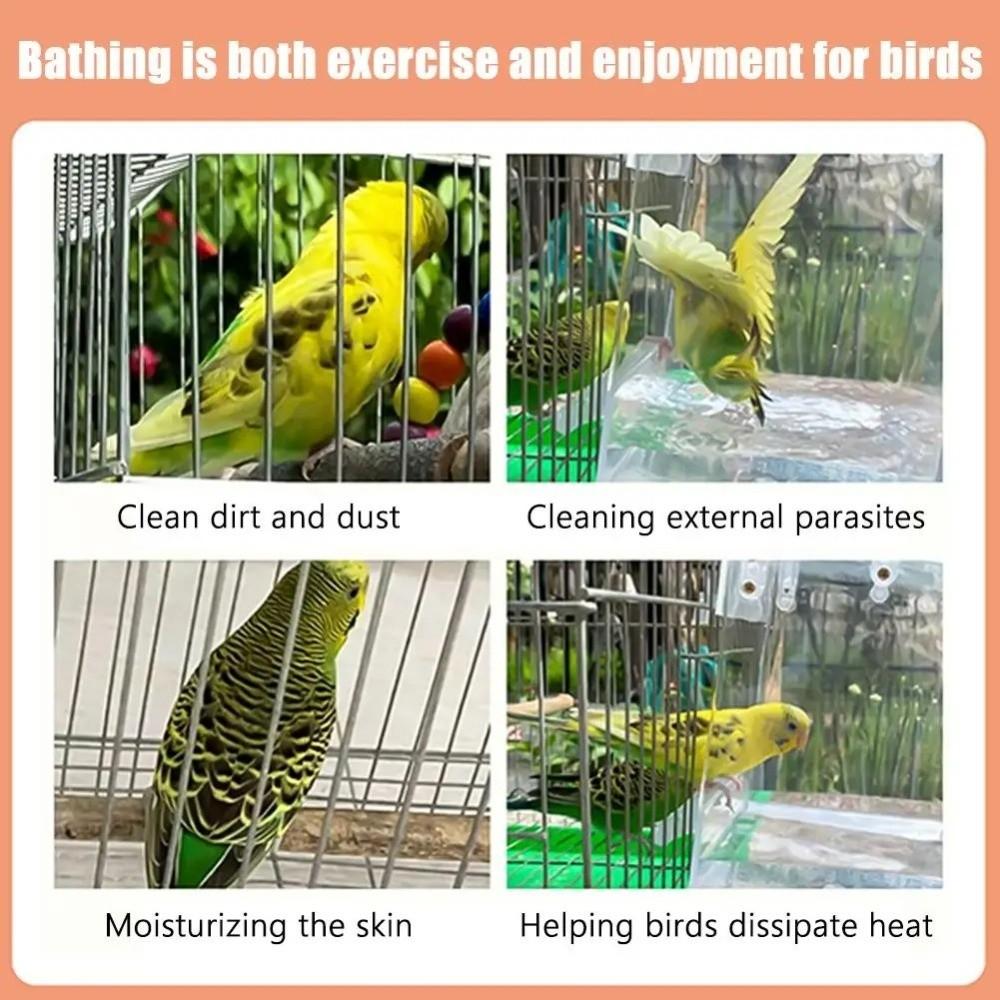 Bathtubs Kit Clear Hanging Bird Bath for Cage Mounted Plastic Parrot Bathtub Waterproof Wear-resistant Bird Cage Accessories