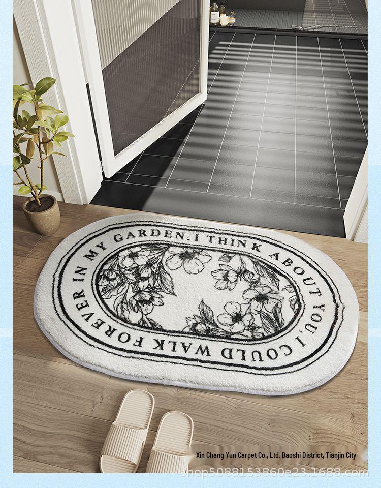 Faux Cashmere Oval Bathroom Mat – Water Absorbent & Non-slip Entrance Mat