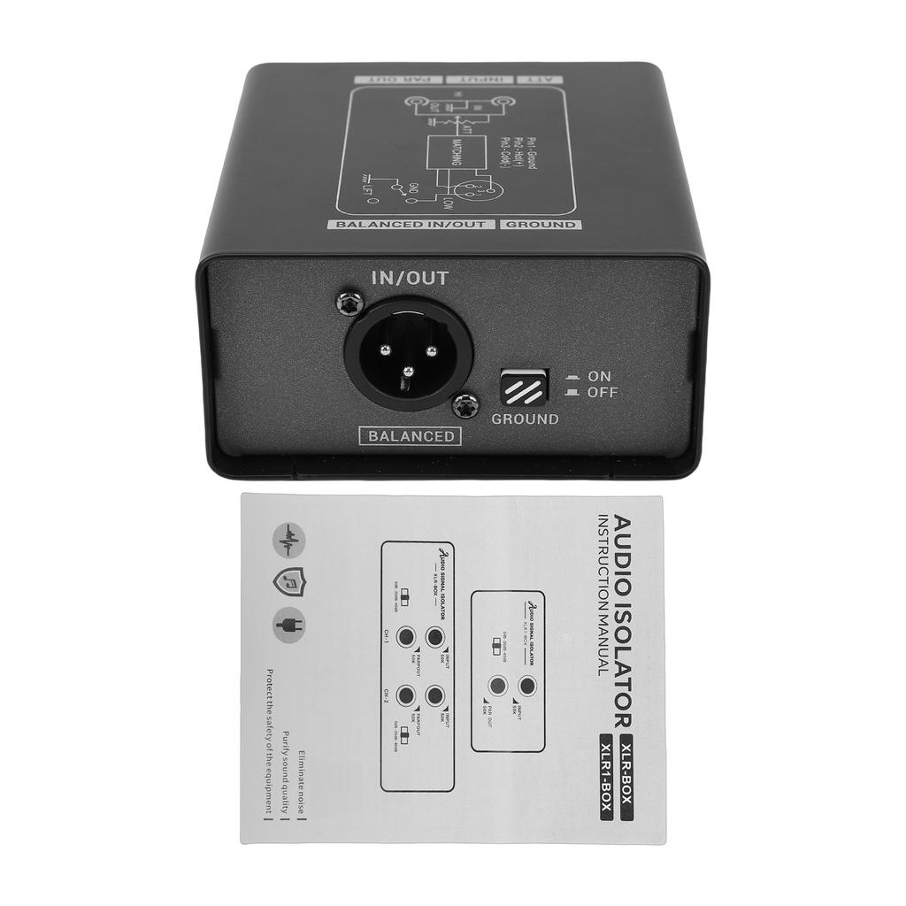 Sound Interface Ground Loop Isolator 3 Speed Gain Adjust Portable Signal Isolator Noise Reducer for Microphone Mixer