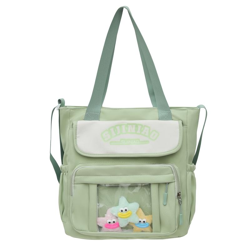 

Нейлоновый рюкзак для девочек, легкий рюкзак с буквенным принтом, сумка для книг, большая вместимость, школьный рюкзак для школьников Shoulder Bag зелёный