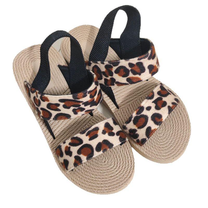 Damen Übergröße Leopardenmuster Keilsandalen - Sommer zum Hineinschlüpfen Outdoor Schuhe