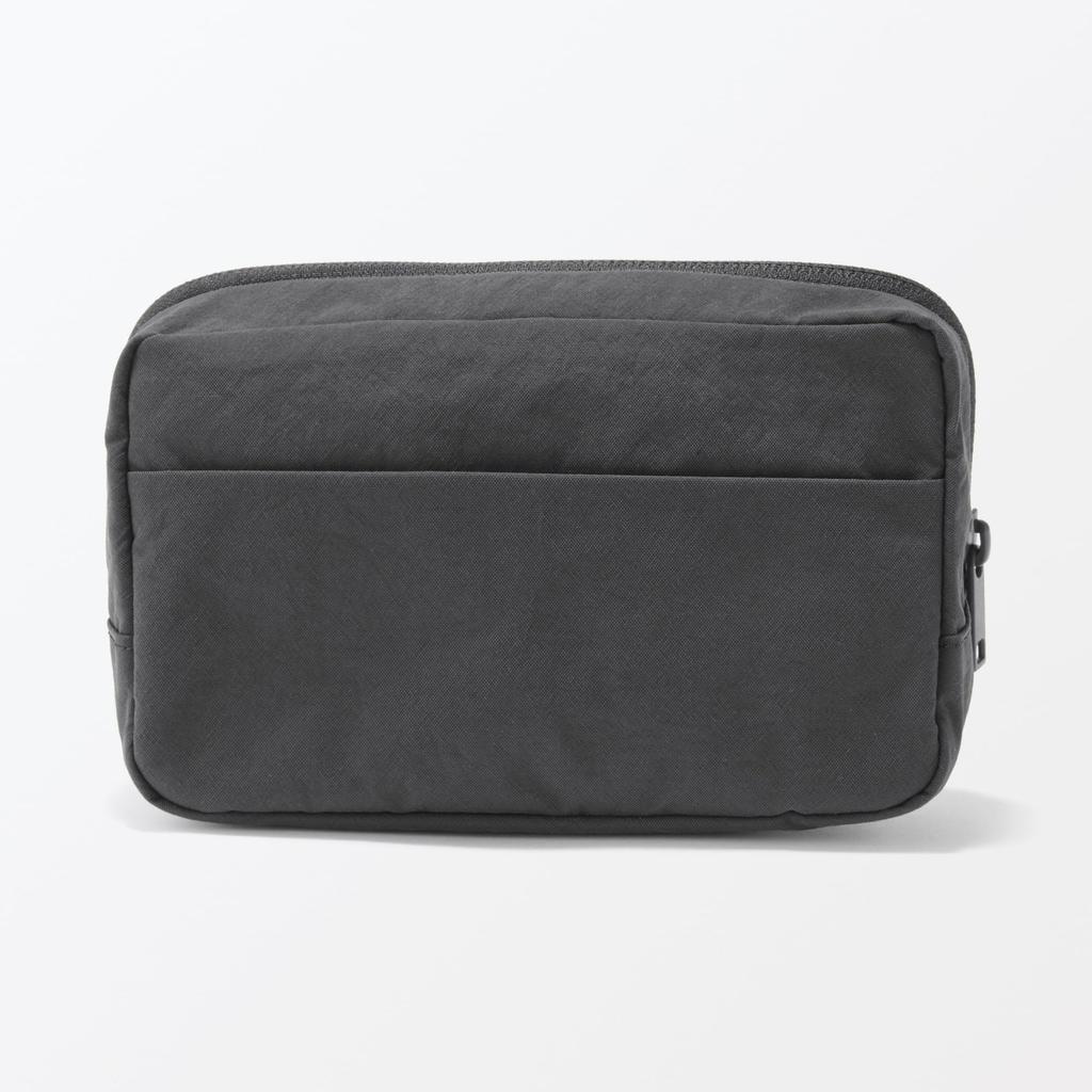 Wrinkle Nylon Pouch with Wide Opening Dark Size L 18 x x 7 84473937 - Gray, (Approx. 11.5 cm)
