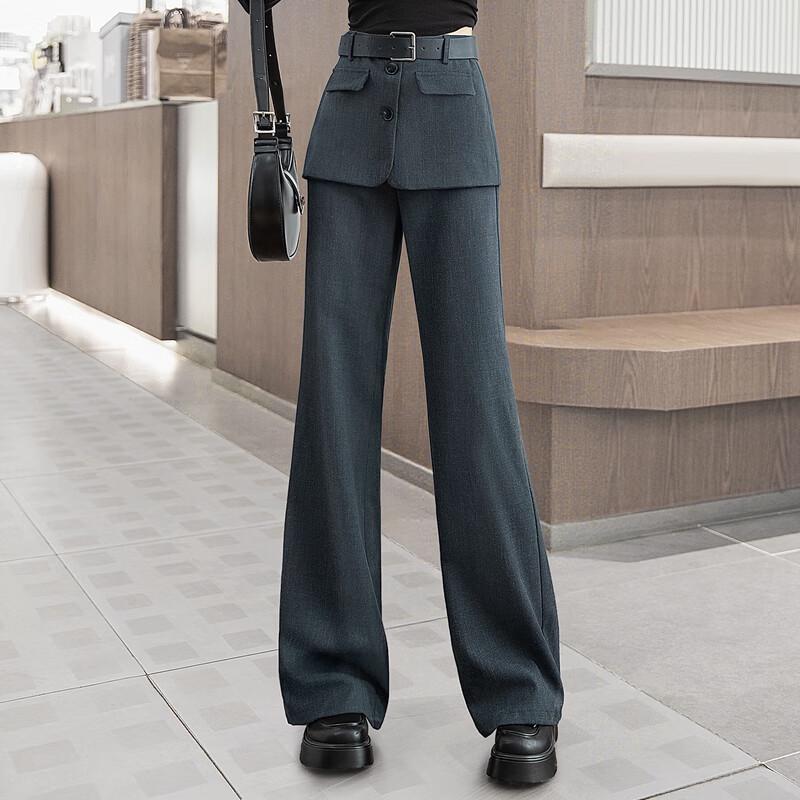 Sibaishi Women's Faux Two-Piece Flared Trousers