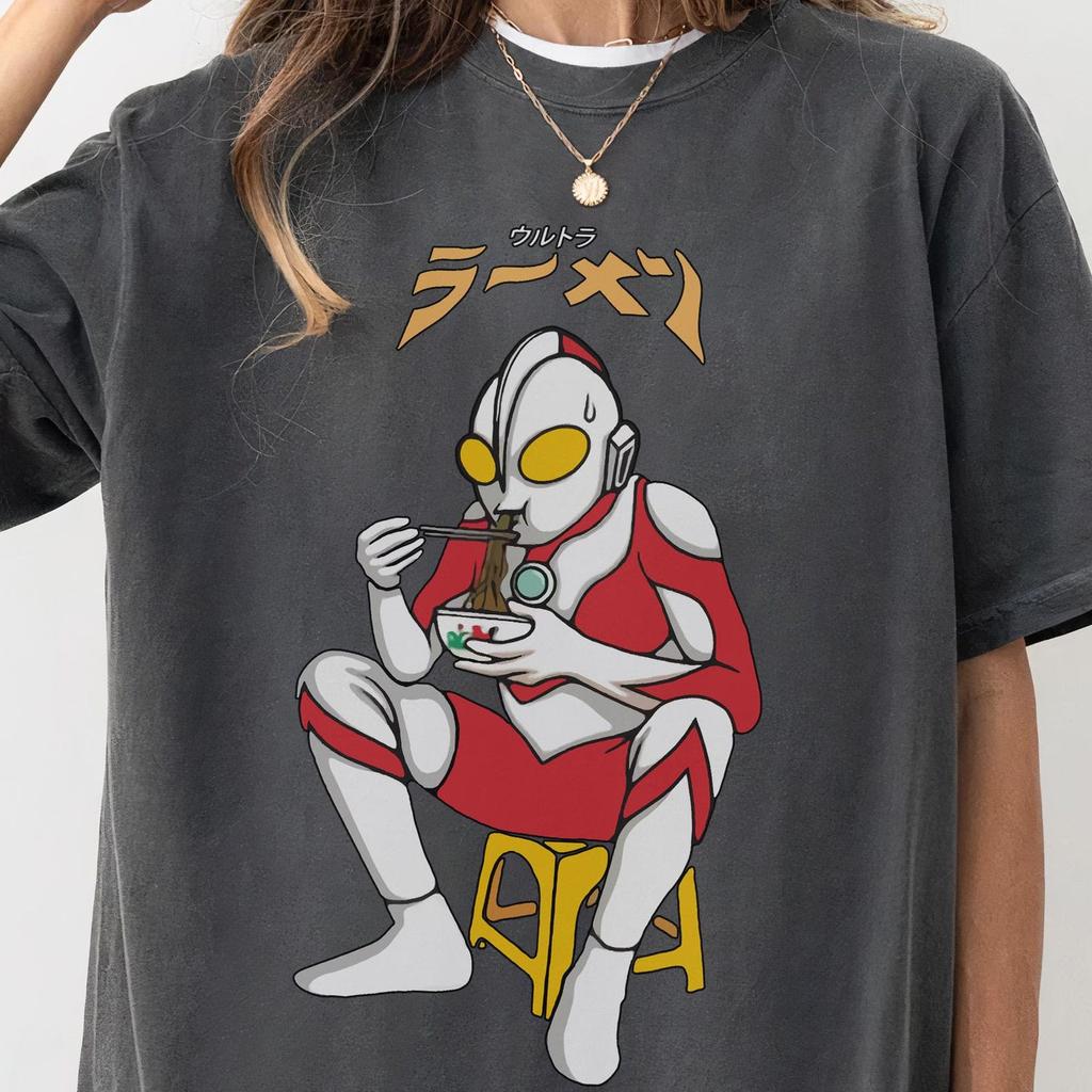 Comfort Colors Ultraman Ramen Shirt: Japanese Anime Graphic Tee,Kawaii Otaku Streetwear
