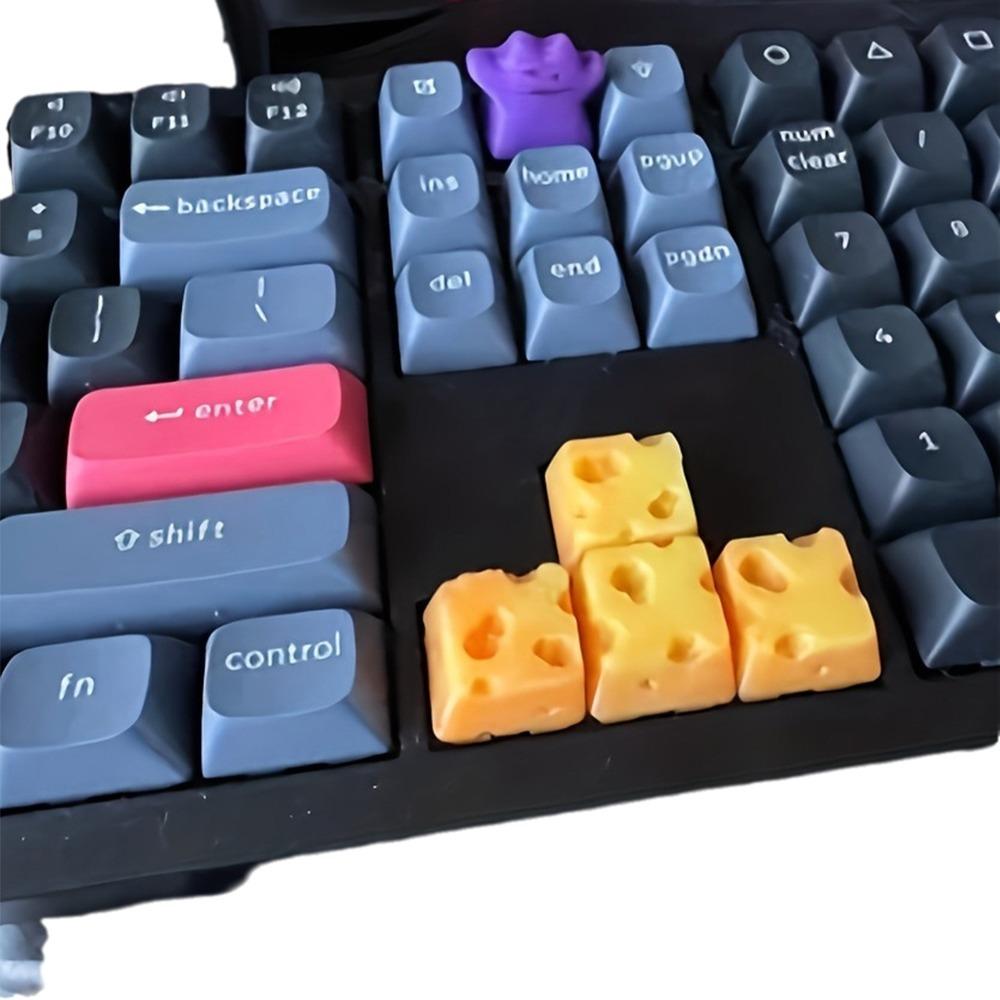 4pcs Universal Cheese Artisan Keycap Mechanical Keyboard Keycaps Gaming Keyboard Accessory