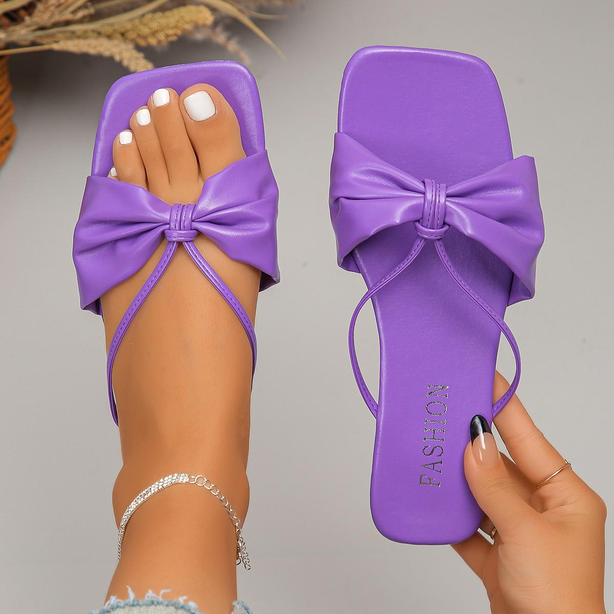 

Женские тапочки, летние повседневные сандалии на плоской подошве с открытым носком, женские пляжные тапочки, шлепанцы, женская легкая дизайнерская обувь большого размера 43 фиолетовый