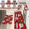 Christmas Kitchen Anti-slip Mat Carpet Flannel Doormat Two-piece Set