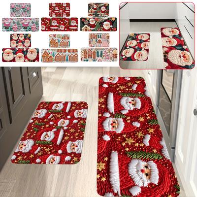Christmas Kitchen - Mat Carpet Flannel Doormat Two-piece Set