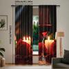 Set Of 2 Red Rose Wine Glass Candle Curtains Fashion Suitable Bedroom Living Room Dorm Curtain Polyester Ideal For Great