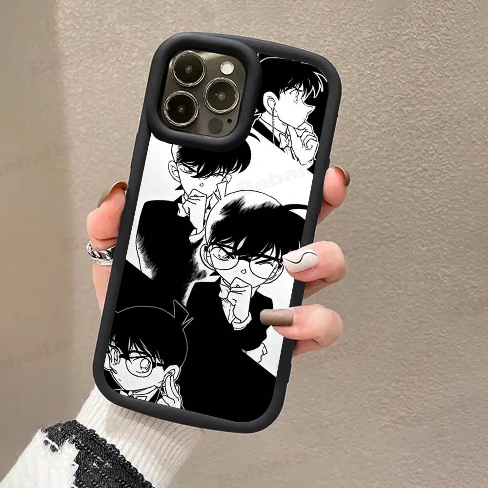 Detective Conan CARTOON For IPhone 17 Pro Max 16 15 14 13 12 11 Plus Black Soft Phone Cover