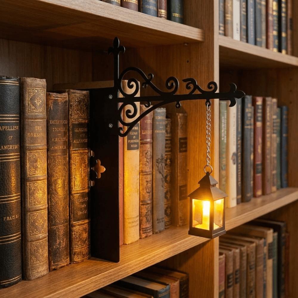 Metal Bookshelf Lantern Light Warm Yellow Bookshelf Ghost Light Library Reading Lamp Reading