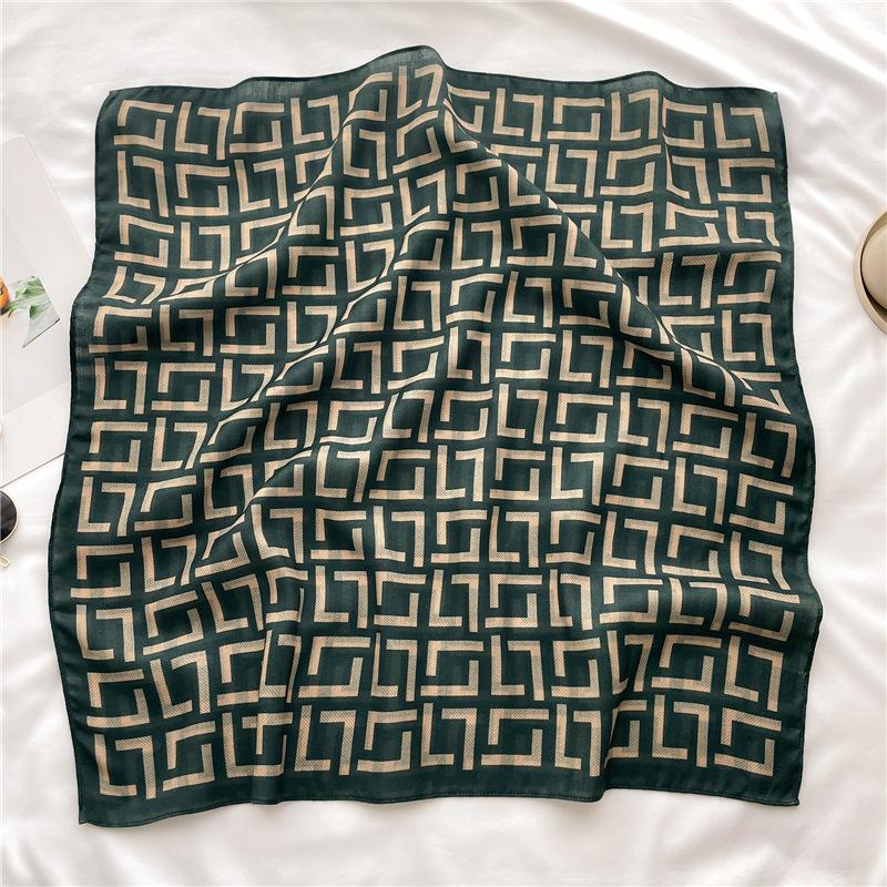 New Herringbone Pattern Imitation Velvet Small Square Scarf Thin Spring and Summer Decorative Silk Scarf Headscarf Temperament Versatile Scarf Scarf