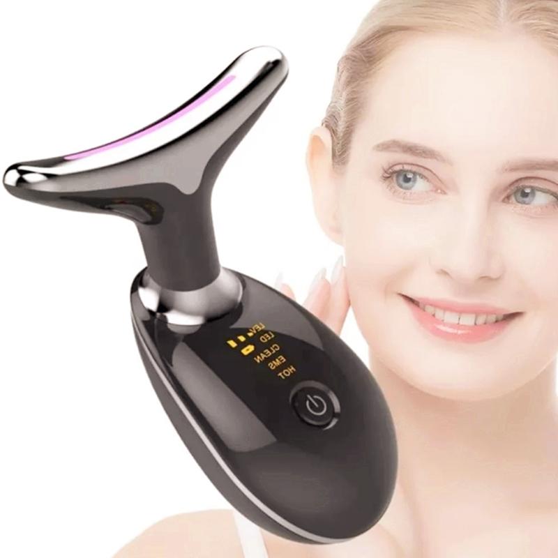 Rechargeable LED Tricolor Facial And Neck Massage Instrument Firming And Tightening Face And Neck Skin Beauty Skin Care Tool