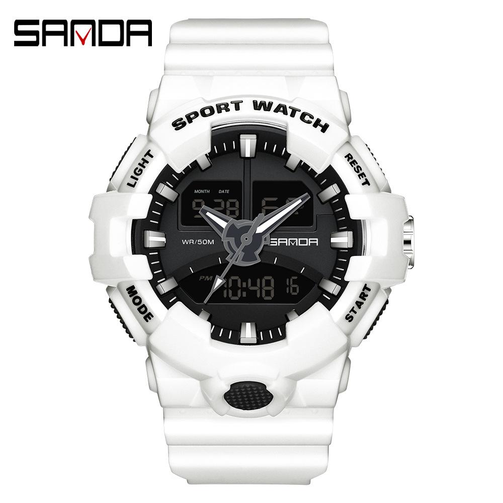 SANDA Multifunctional Men s Electronic Wristwatch: Fashionable, Dual Display, Alarm Clock, Waterproof.
