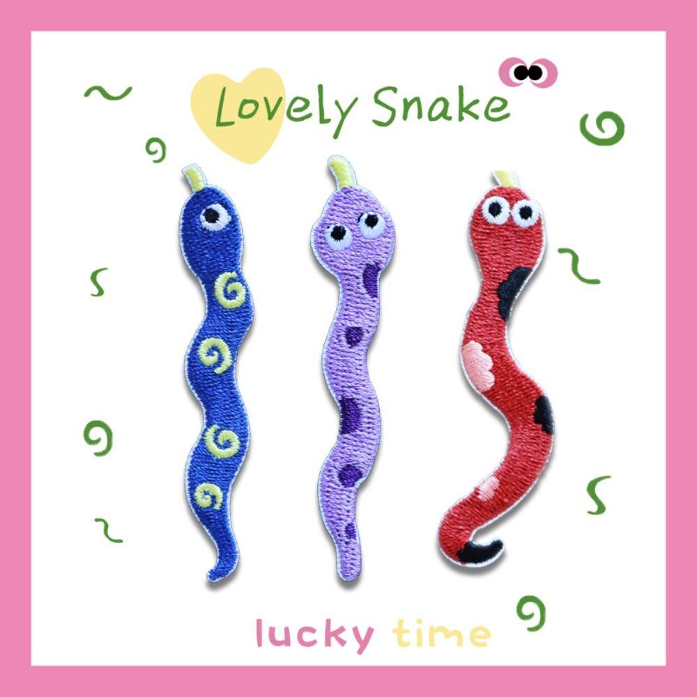 5PCS Cartoon Clothing Patch Cute Clothes Appliques Hairclip Snake Embroidered Patch Sticker  Sewing