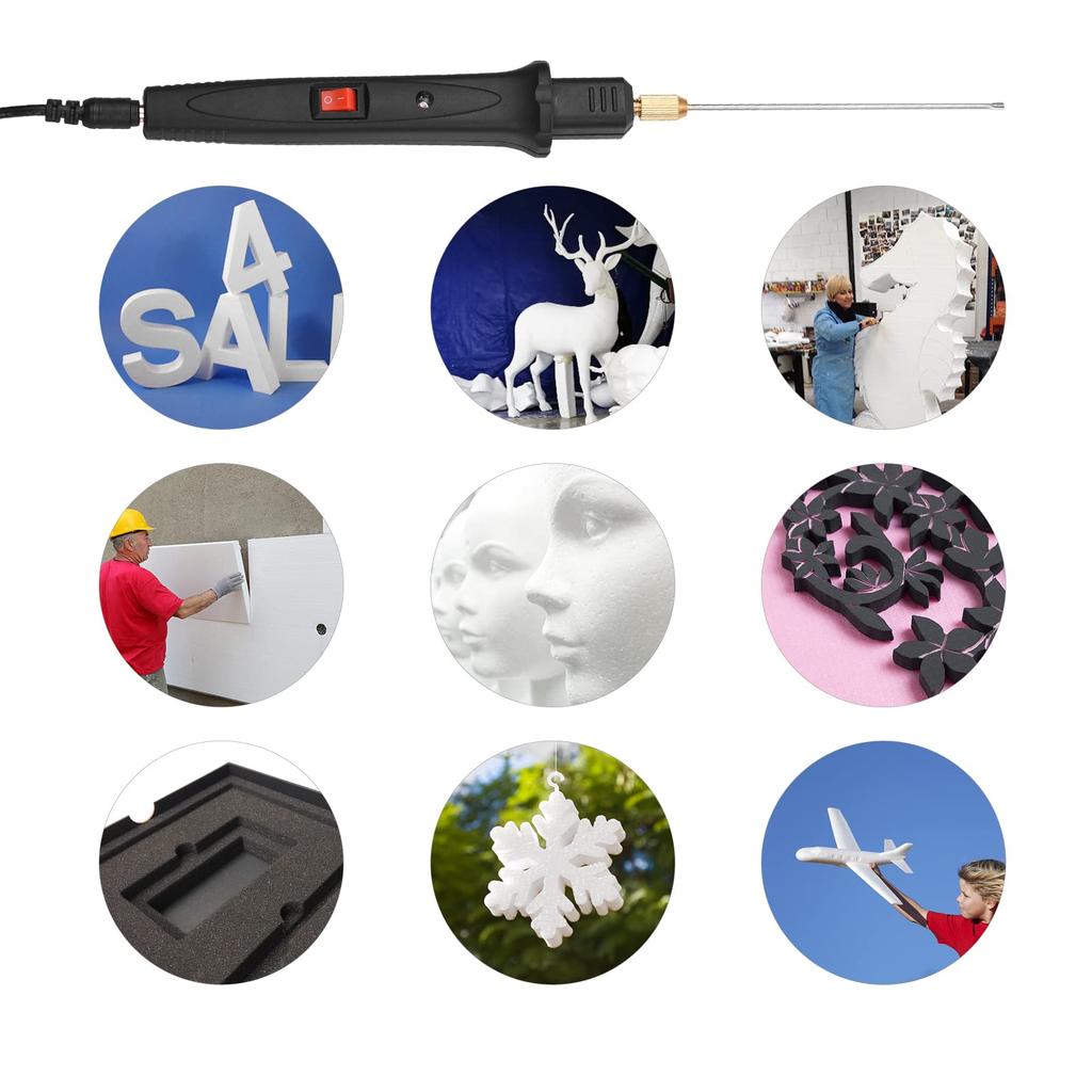 Electric Foam 24W Handheld Electric Foam Cutter Kit with 5 Straight Tips and 1 Arch Thermostatic Portable Foam Cutting Hot Wire Styrofoam Cutting