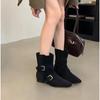 Pointed Toe Chunky Woman Ankle Boots Suede Fashion Designer Walking Shoes Women  Trend Winter Eleglant Dress Mujer Zapatos