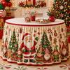 Santa Claus Table Decor Christmas Skirt, Elk Prints, Elastic Edge, Dining Decor, Edge Skirt Elf Xmas Tree Festive for Home Holiday Party Decoration