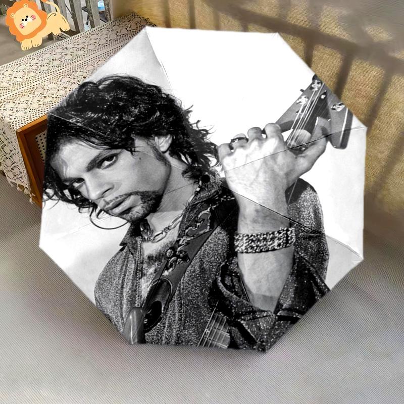 Prince's Iconic Guitar Artistry Folding Umbrella Portable Travel Gift Umbrella Three Folds