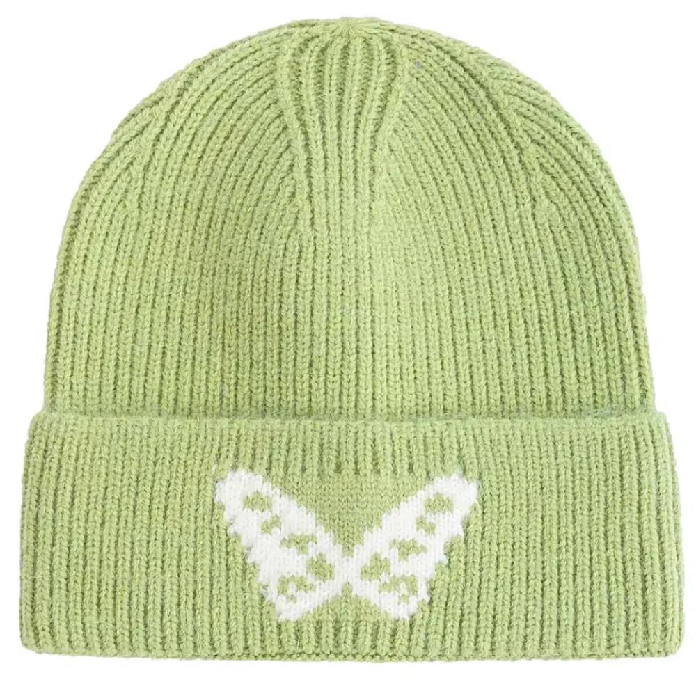 New Butterfly Embroidery Beanie Hats Winter Warm Cap Y2K Hats For Women Solid Color Winter Knitted Girl Hats Gift