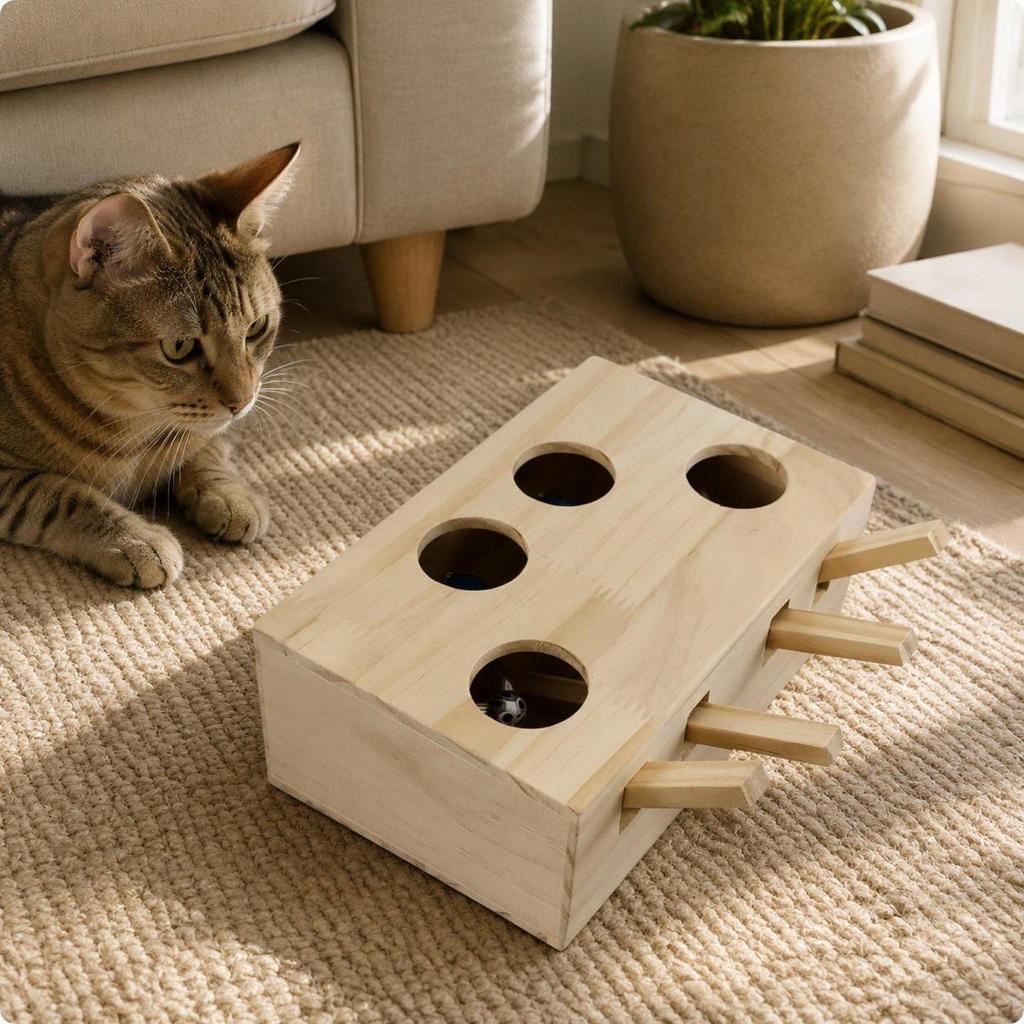 PounceandPlay Katzenspielzeug Mehrloch-Design Interaktives Indoor-Spiel für Katzen