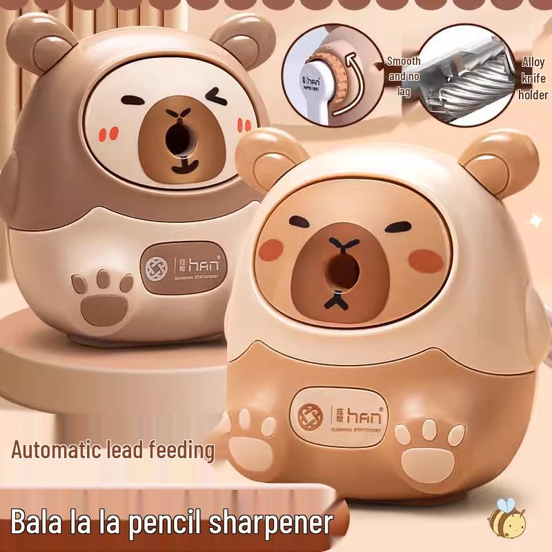 Capybara Cartoon Automatic Hand-Cranked Pencil Sharpener for Students