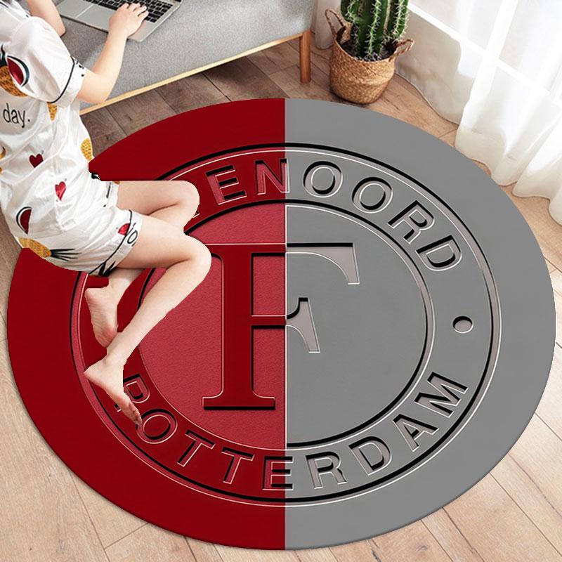 Feyenoord Round Area Rug,Carpet Rug for Living Room Bedroom Sofa Playroom Decor,Non-slip Floor Mat