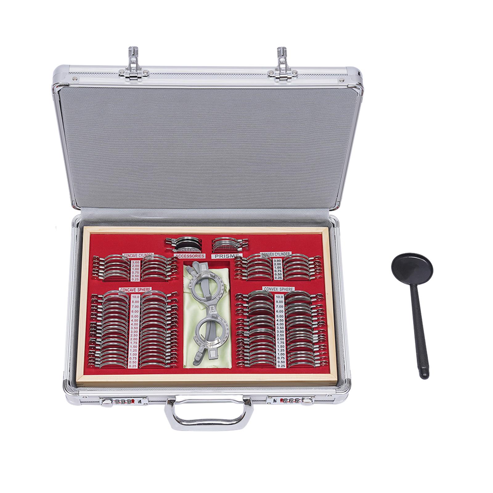 

Optical Trial Lens Set Metal Rim Optometry Kit 104PCS w/ Free Accessories + Case For Farsightedness, Nearsightedness Metal сірий колір