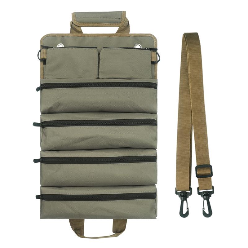 Roll Up Tool Bag With Detachable Pouches, Heavy Duty Organizer With 6 Pockets for Mechanic, Electrician, Plumber and Carpenter