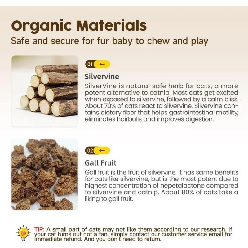 Cat Toys Silvervine Chew Stick Kitten Treat Catnip Toy Kitty Natural Stuff with Catnip for Cleaning Teeth Indoor Dental