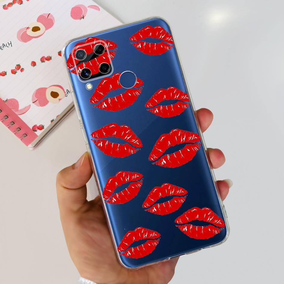 For Realme C15 Case Fashion Marble Butterfly Flower Soft TPU Phone Case For Realme C15 RMX2180 RMX2195 Coque C 15 Silicone Cover