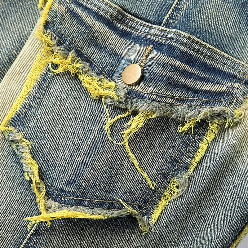 Men Ripped Stacked Jeans Distressed Slim Fit Skinny Straight Leg Jeans Fashion Hip Hop Denim Pants Casual Streetwear 2025 Spring Autumn