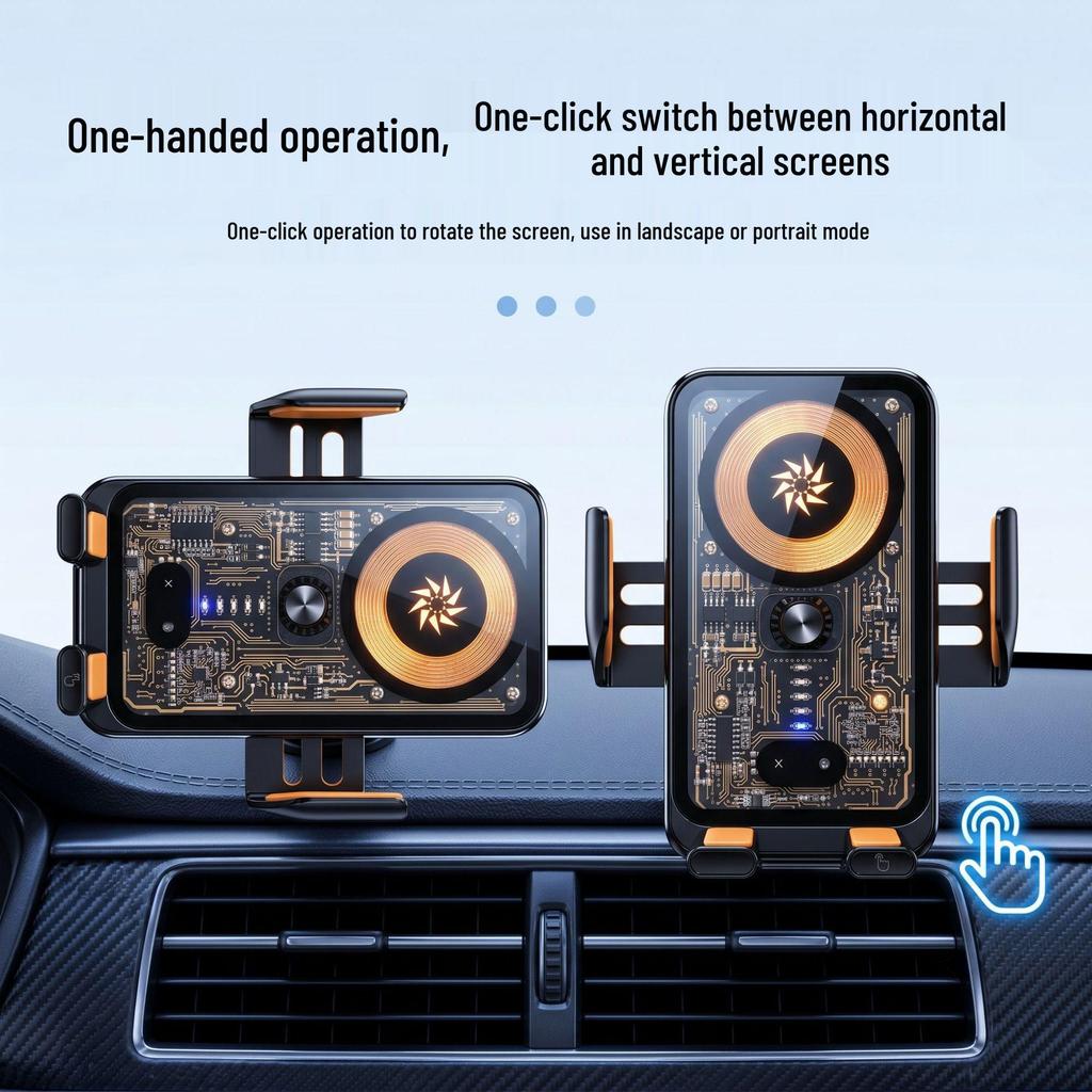 Transparent Cyberpunk Car Wireless Charger & Anti-shake LED Phone Mount