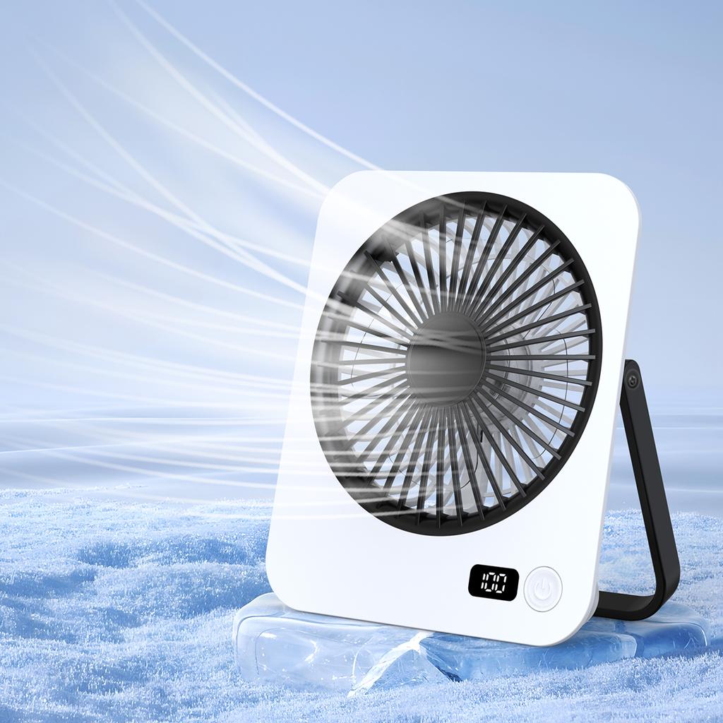Desktop Wall Fan 1200mAh 5 Speed Digital Display USB Rechargeable Personal Cooler Strong Wind Low Noise for Home Office Dorm