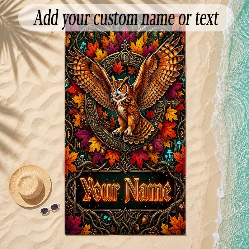 Birds Theme Soft Beach Towel Personalized Custom Name Text Towel Portable for Beach Pool Travel