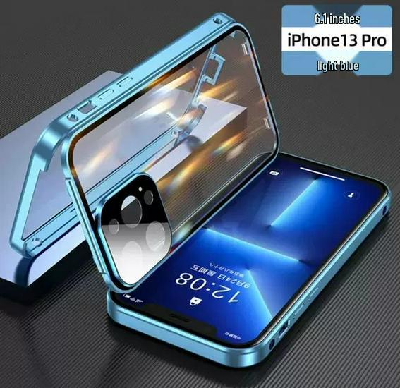 iPhone 16 Pro Max Metal Frame Protective Case with Double-Sided Glass