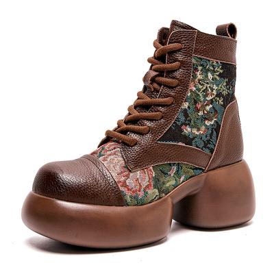 GKTINOO 2025 British Natural Cow Genuine Leather Ladies Ankle Booties Platform Women Shoes Autumn Spring Thick Soled Short Boots