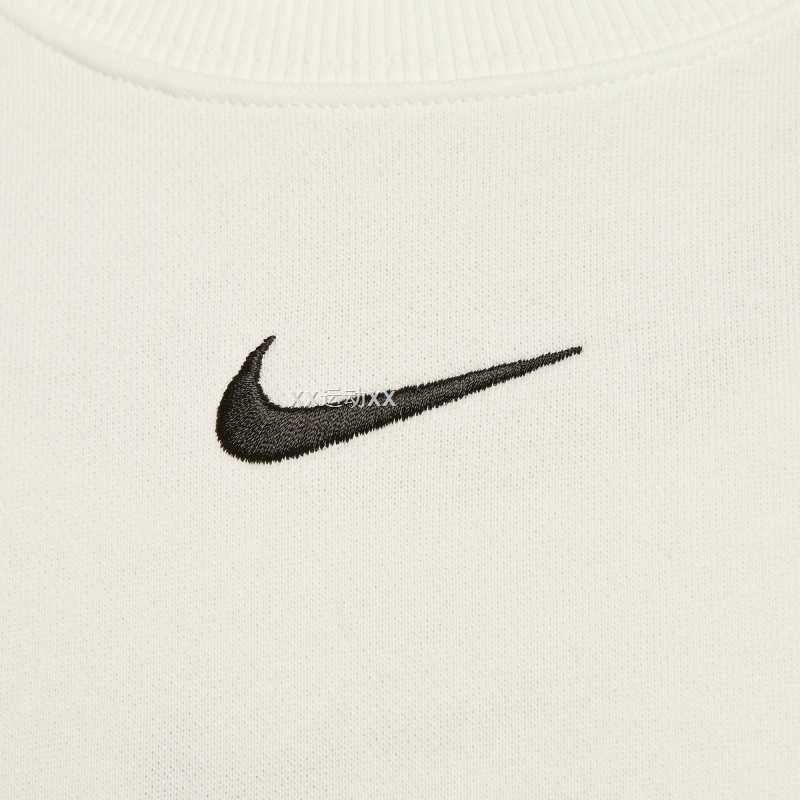 Nike FW24 PHNX FLC OS Long Crew Fleece Series Comfortable Knitted Round Neck Pullover Sweatshirt Women Sweatshirt Off-White FZ4271133