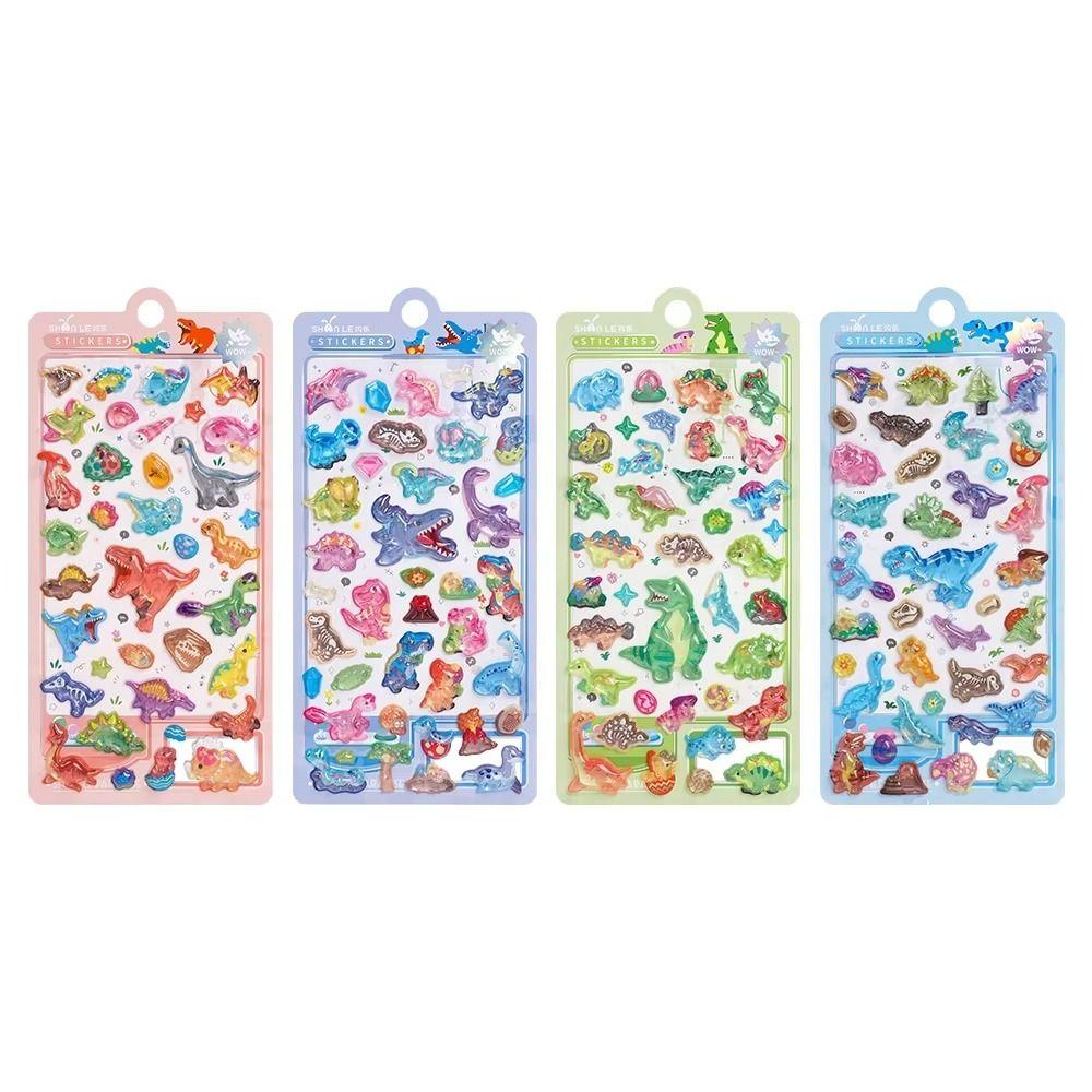 Dinosaur World 3D Crystal Sticker Colorful Stationery Sticker Diy Journal Stickers 3D Design Relief Decorative Sticker