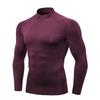 Men's High Neck Performance Long Sleeve Sports Shirt - Stretch, Breathable, Stand-Up Collar for Running & Basketball