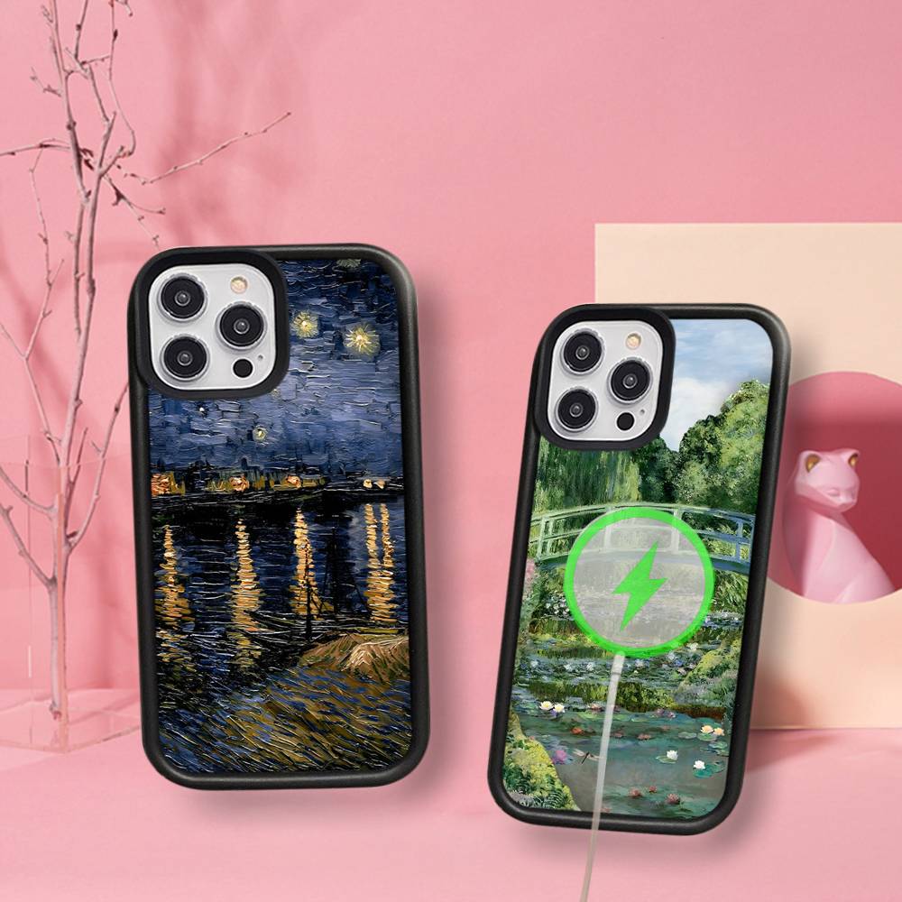 Van Gogh Oil Painting For IPhone 17 16 15 Pro Max Case 14 Plus 13 12 11 For Magesafe Magnetic Wireless Charge Cover