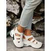 Plus Size Women's Summer New Arrival Open-Toe Platform Sandals with Air Cushion Thick Sole and Velcro Closure