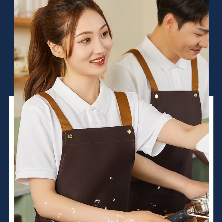 Waterproof Oil-Proof Adjustable Flannel Work Apron with H-Strap for Milk Tea Shops