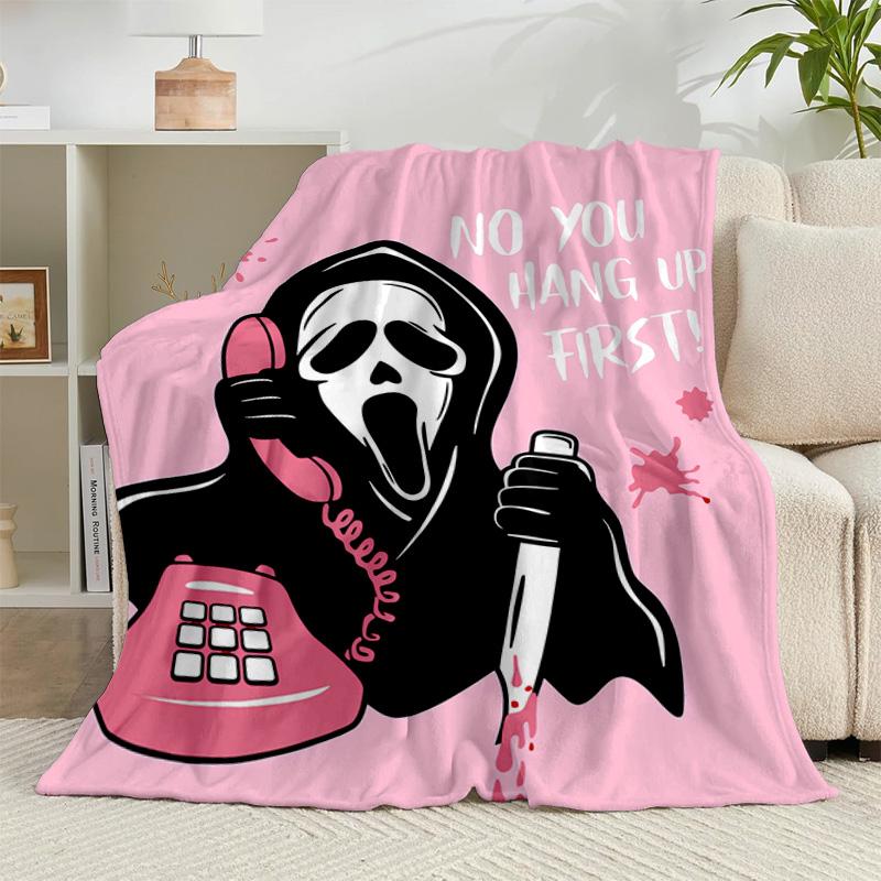 1PC Scr-eam Horror Movie Flannel Blanket Gift, Suitable for Both Men And Women, Soft Ideal for Beds And Sofa, Birthday Or Christmas Gift