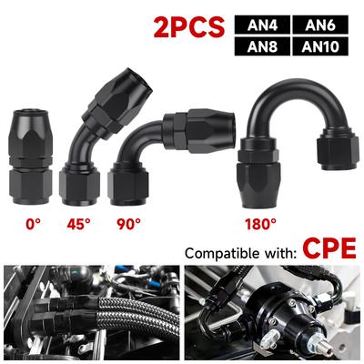 2 st Universal AN4 AN6 AN8 AN10 Rak 0 45 90 180 Graders Aluminium Svängbar Slangända Koppling Adapter För Olja Bränsle CPE Slang Svart