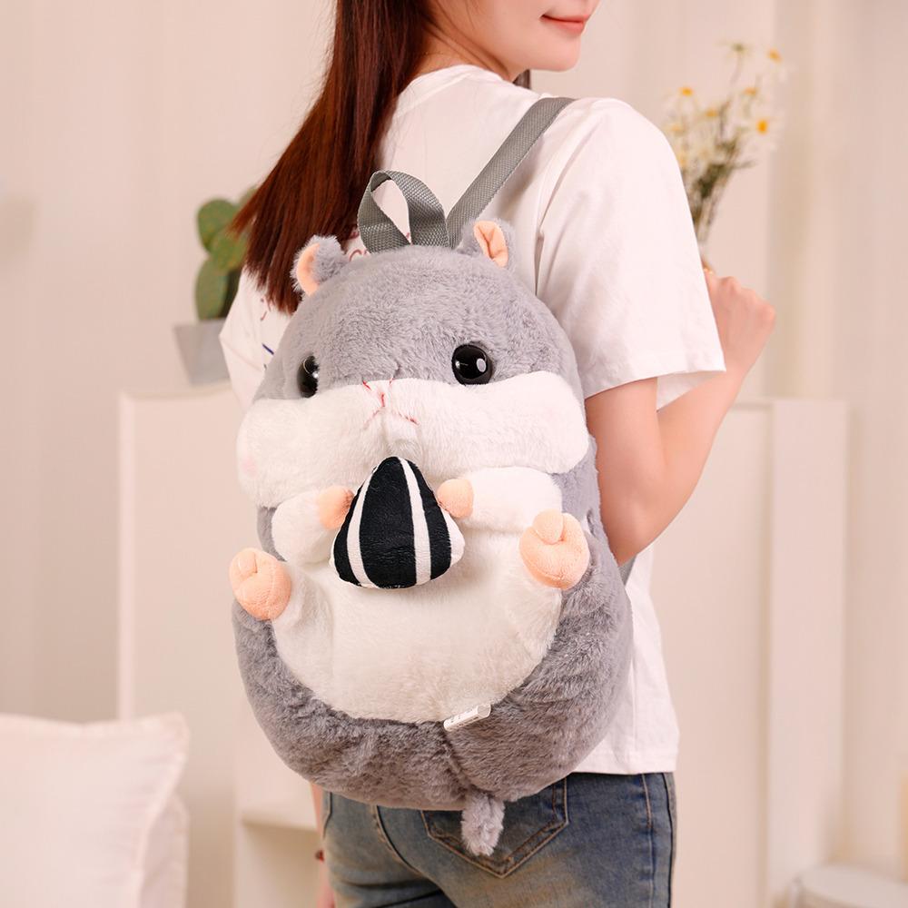 40Cm Fluffy Hamster Hands Burner  Backpack Plush Toy Stuffed Cartoon Animal Doll With Two Holes Plushie Companion Gift