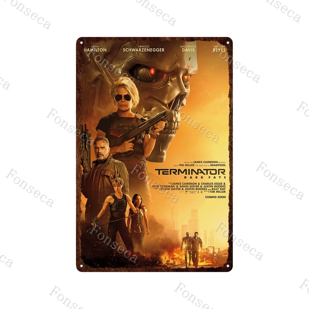 Terminator 2 Movie Metal Poster Tin Sign Classic Movies The Terminator Metal Plates Home Decoration Wall Art Iron Paining