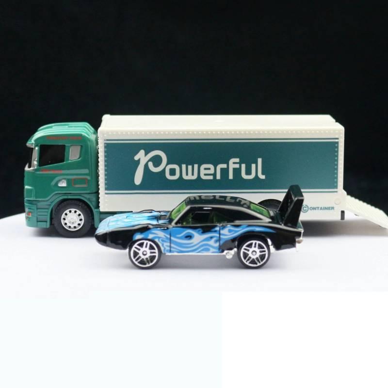 Alloy Simulation Trailer Double Decker Truck Tractor Model Toy Collection For