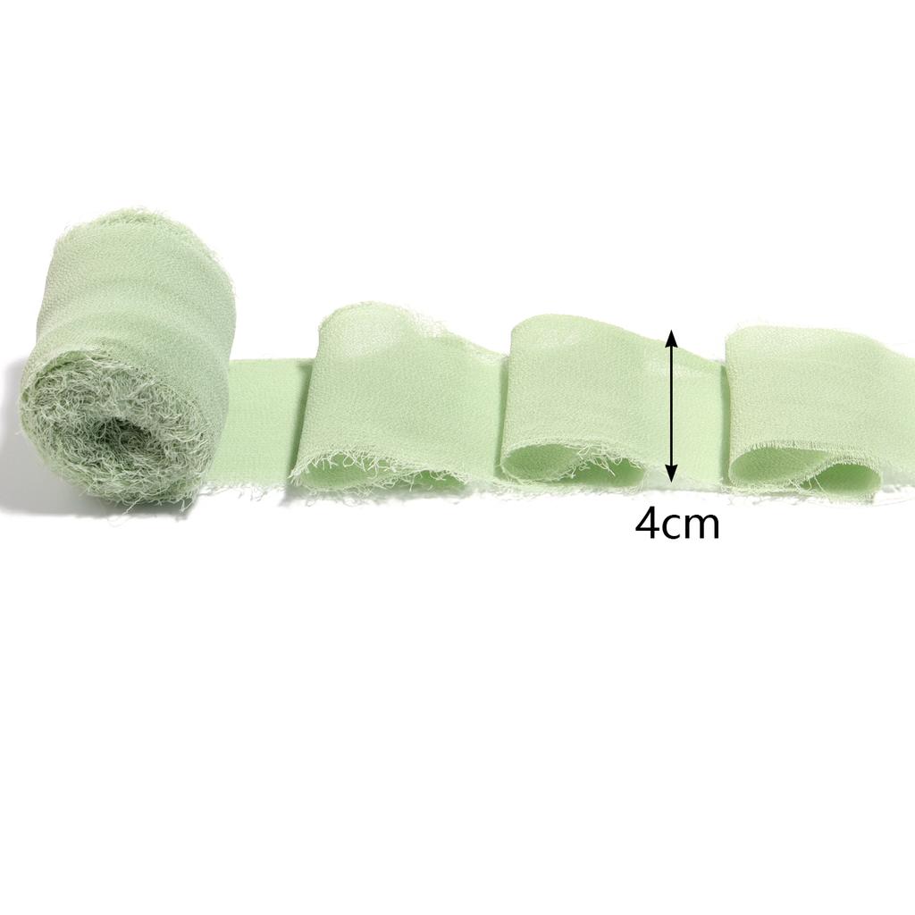 5M/Rolle 4cm Handgefertigtes Ausgefranstes Satin-Chiffon Seidenähnliches Band für DIY Schleifen-Bastelarbeiten Geschenkverpackung Sträuße Party Weihnachtsdeko