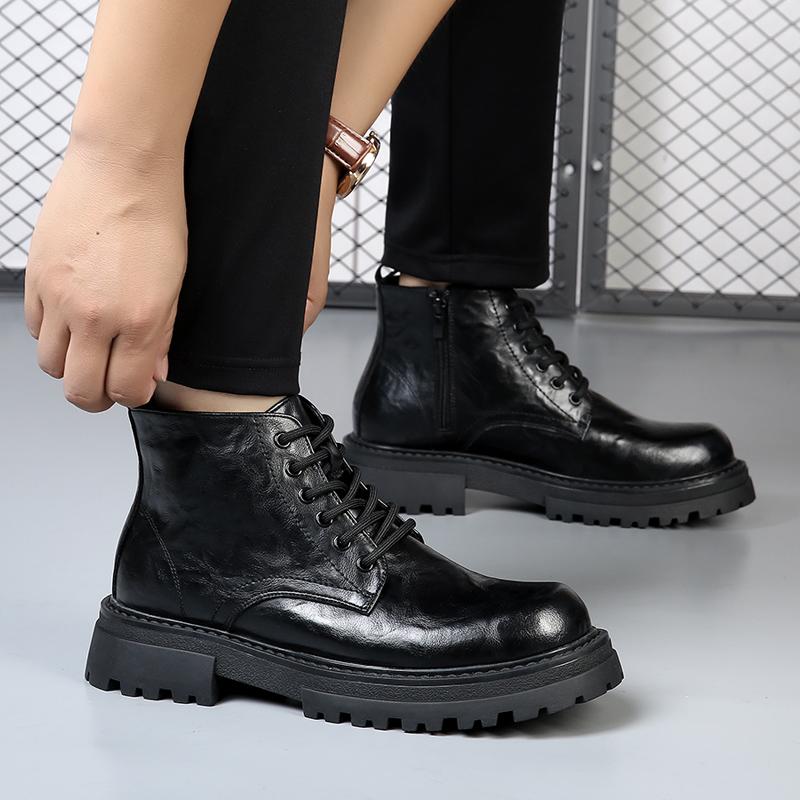 Fashion 2025 Men Platform Elastic Boots for Men Round Toe Comfortable Fashion Wear-Resistant Outdoor Soft Casual Non-slip Boots Autumn